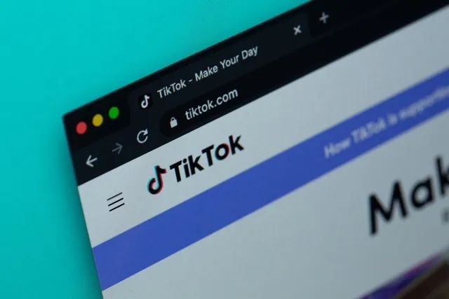 A photo of the TikTok website on a computer screen.